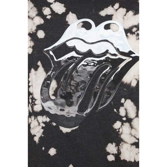 The Rolling Stones Men's Tongue Tie Dye Vintage Black Wash Hoodie Sweatshirt - Picture 4 of 6